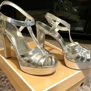 Michael Kors Metallic Silver Strappy Party Sandals